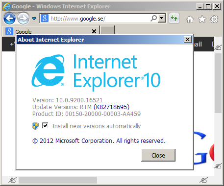 internet explorer 10 for windows 7